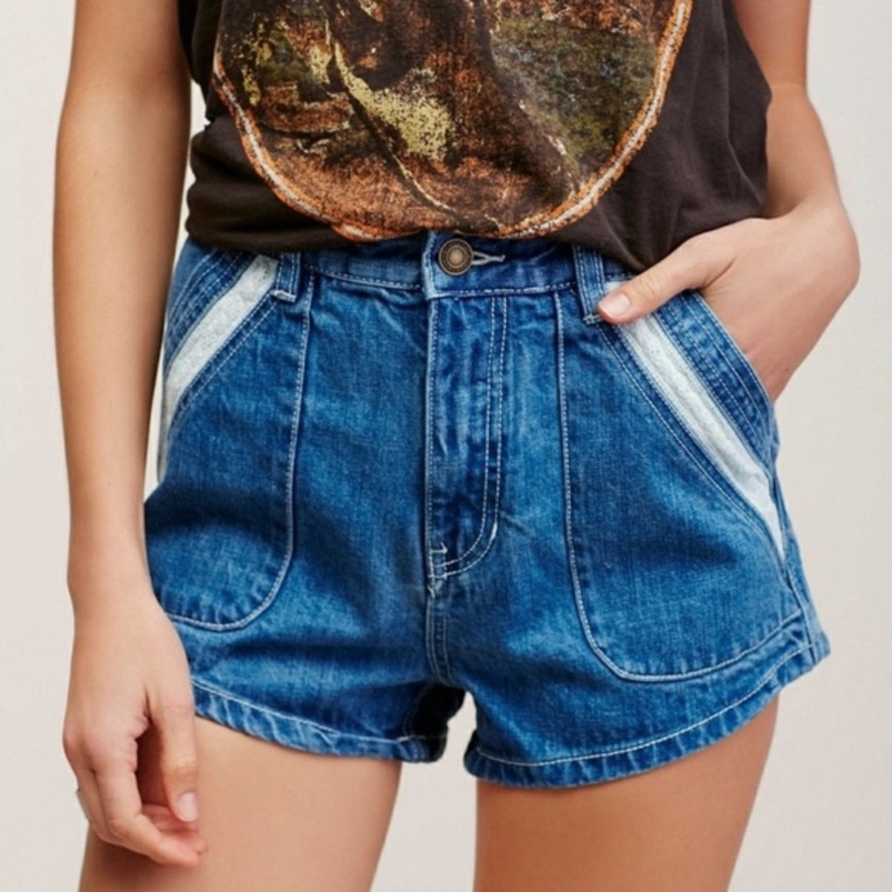 Free People Sweet Surrender Denim Eyelet Shorts